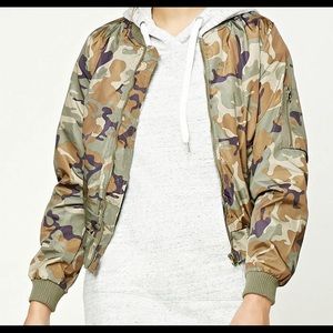 Camo Print Bomber Jacket